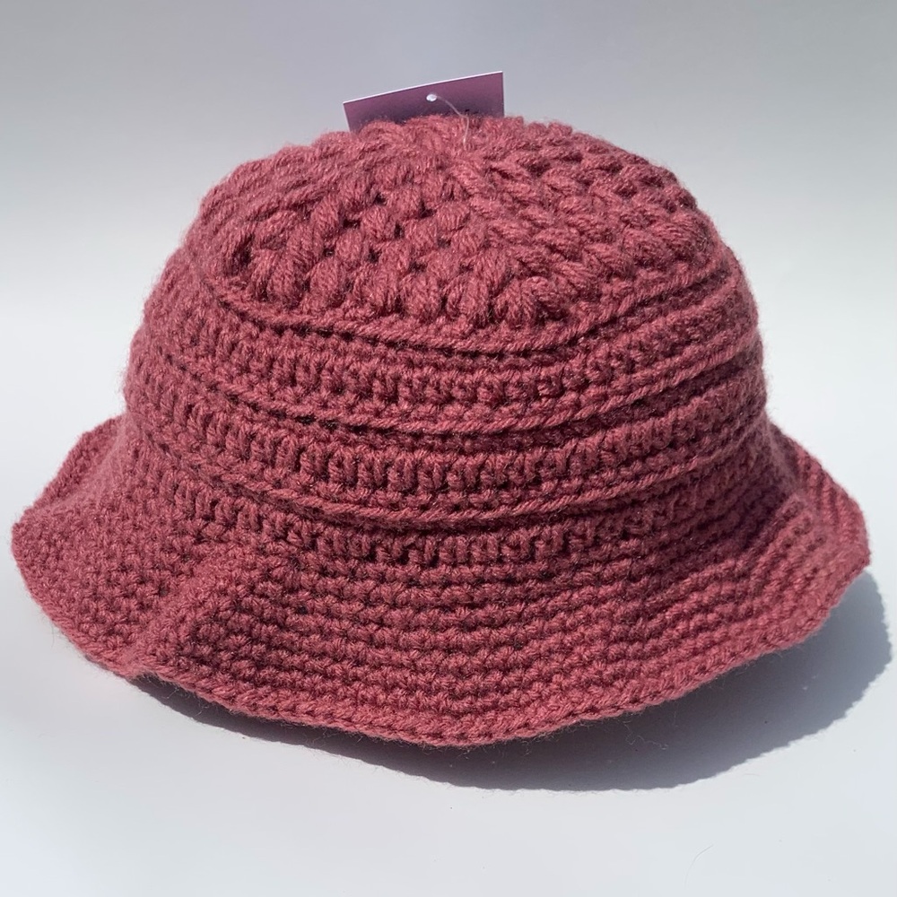 Handmade Crochet Bucket Hat in Burgundy